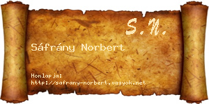 Sáfrány Norbert névjegykártya